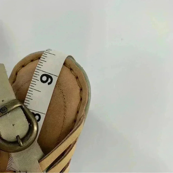 Born womens sandals size 8 green tan leather platform wedges - Picture 13 of 15